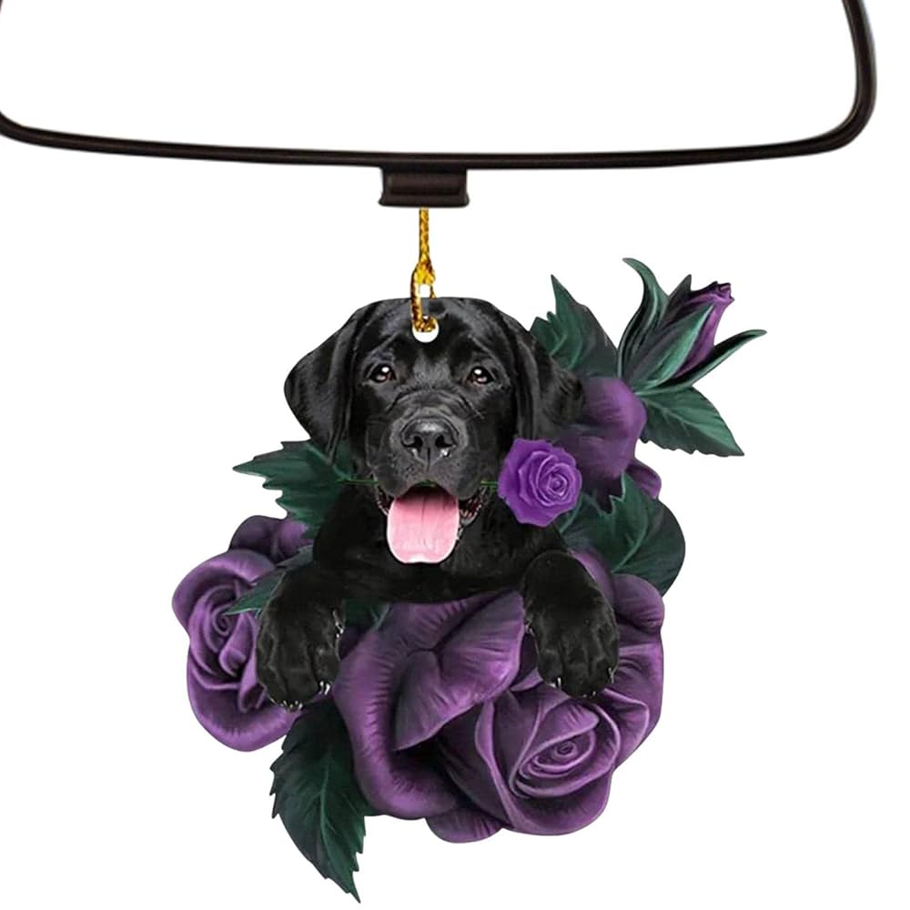 Amazon.co.jp: 紫のバラの犬の飾り - 紫色のバラの犬の